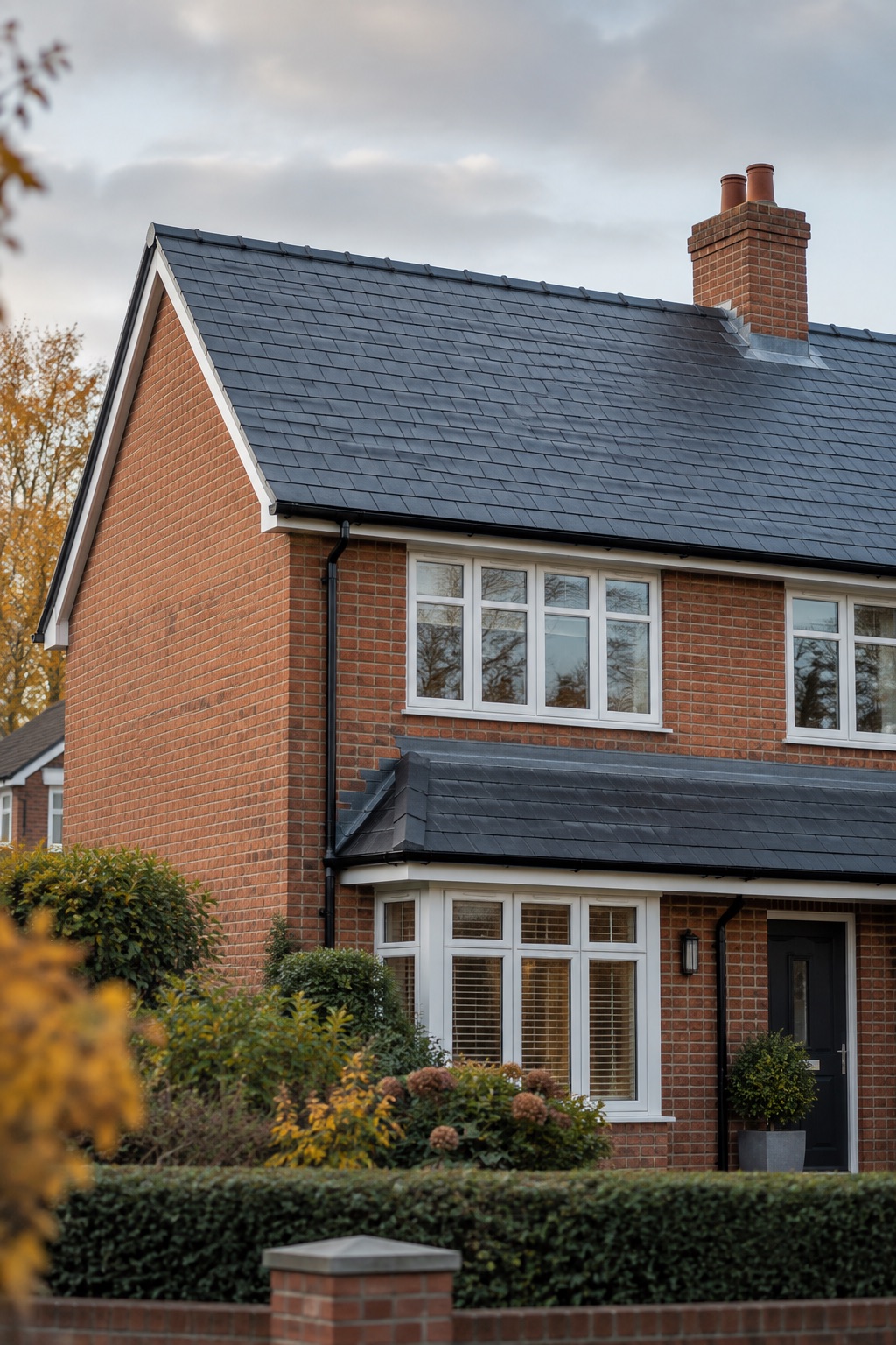 Sample ad image showing a completed slate roof on a British home